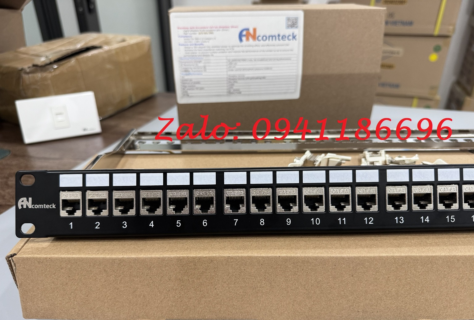 1 Thanh đấu nối mạng âm tường 24 cổng CAT6A FTP mã ACT-24S1U, ACT-S6A-T001 ANCOMTECK 1 Thanh đấu nối mạng âm tường 24 cổng CAT6A FTP mã ACT-24S1U, ACT-S6A-T001 ANCOMTECK