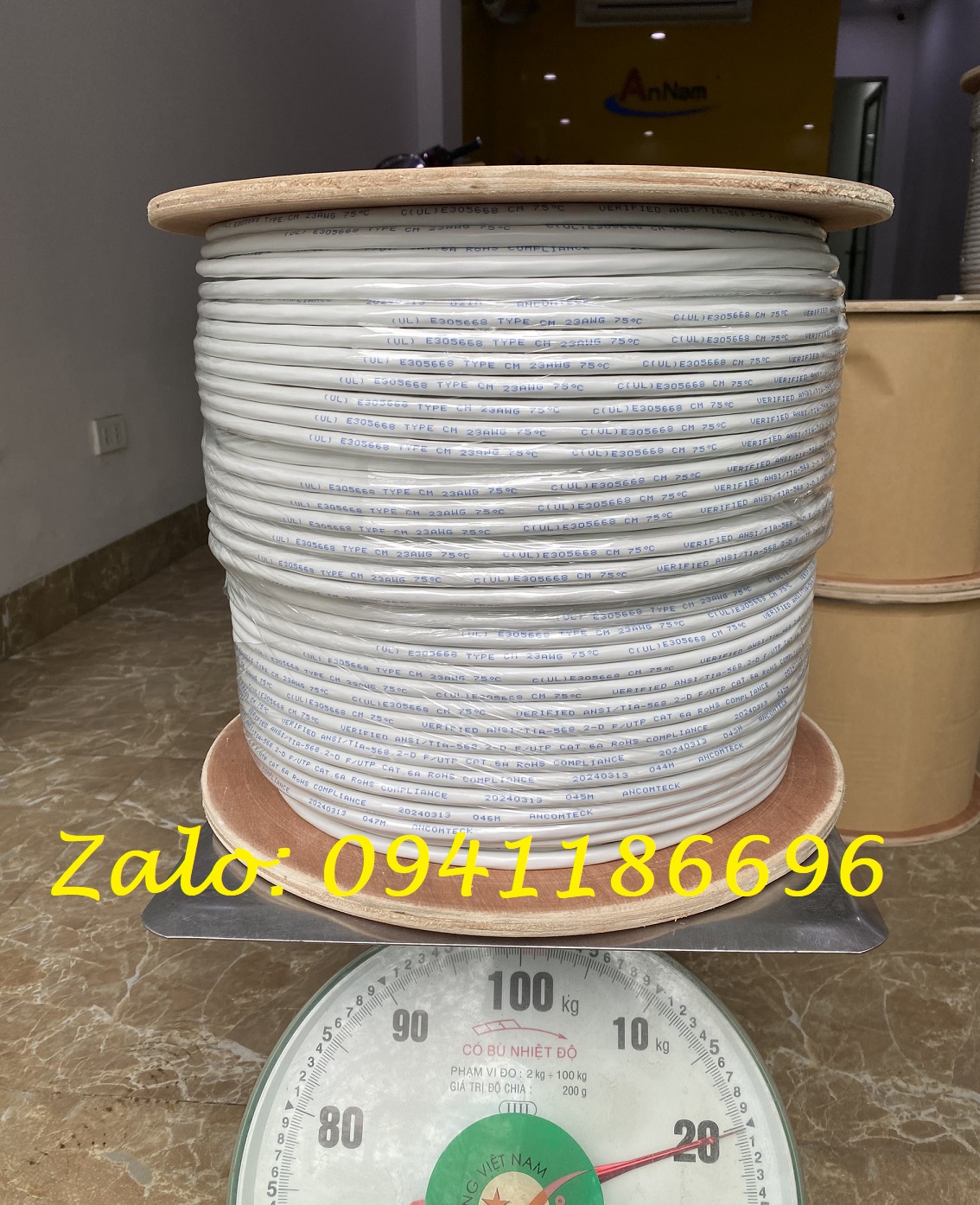 Cáp mạng CAT6A FTP-STP bọc bạc chống nhiễu, Ancomteck mã K ACT-BOX305-6AWHITE