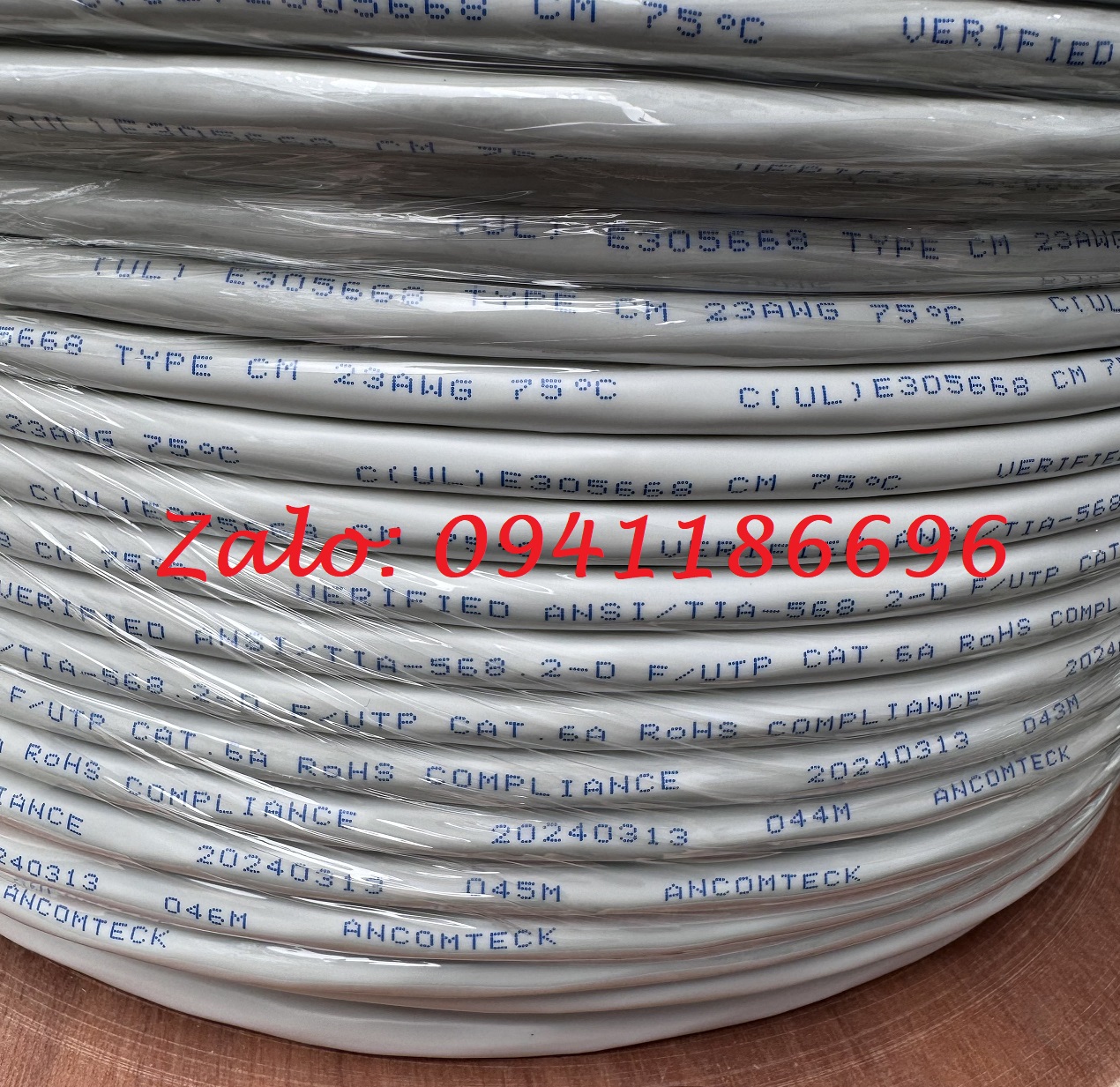 1 Cáp mạng CAT6A FTP-STP bọc bạc chống nhiễu, Ancomteck mã K ACT-BOX305-6AWHITE