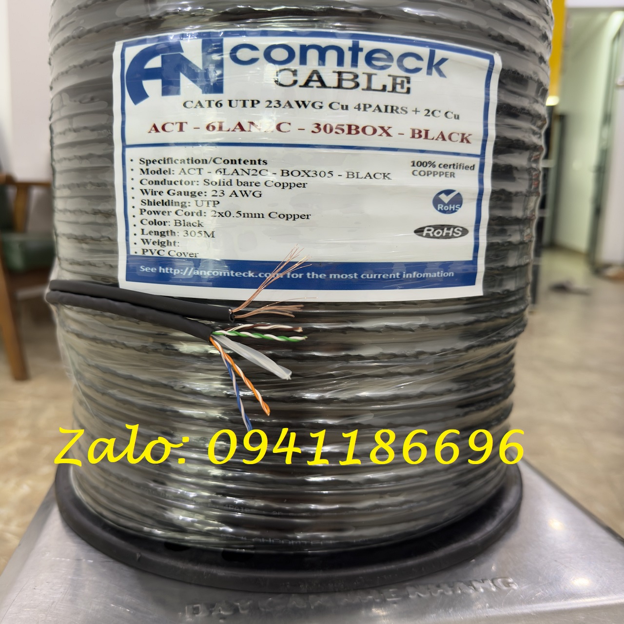 5 Cáp mạng CAT6A FTP-STP bọc bạc chống nhiễu, Ancomteck mã K ACT-BOX305-6AWHITE