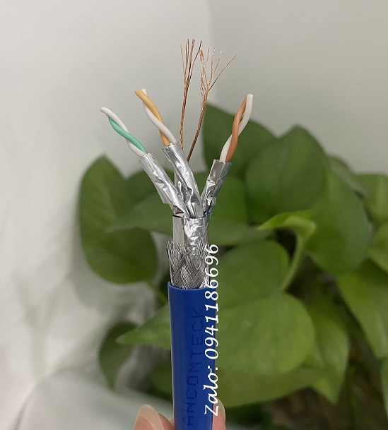 6 Cáp Mạng ANCOMTECK Cat7 4 Pair 23AWG LSZH màu xanh dài 305m/Cuộn, Chính Hãng