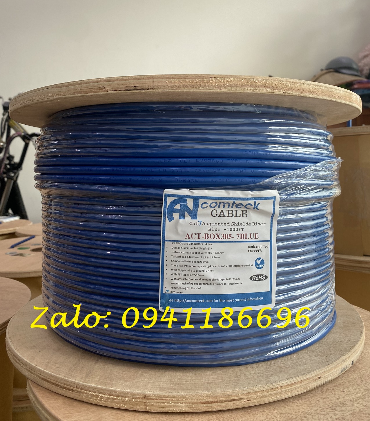 7 Cáp Mạng Thang Máy Cat7 lõi mềm 23AWG BLUE 305m/Cuộn Chính Hãng   Giá Tốt Nhất