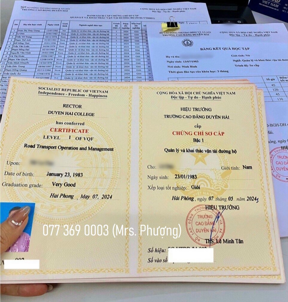 1 Lớp chứng chỉ sơ cấp vận tải rẻ tại TP.HCM
