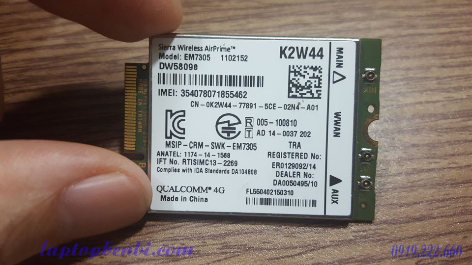 2 Card WWAN 4G Dell DW5809e- EM7305 K2W44 Support Dell E7250, E7350, E7450, E7550
