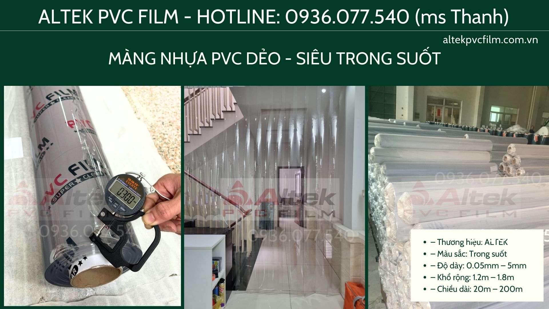 Màng nhựa PVC dẻo Trong suốt khổ rộng - Altek PVC Film tại Hồ Chí Minh, Hà Nội