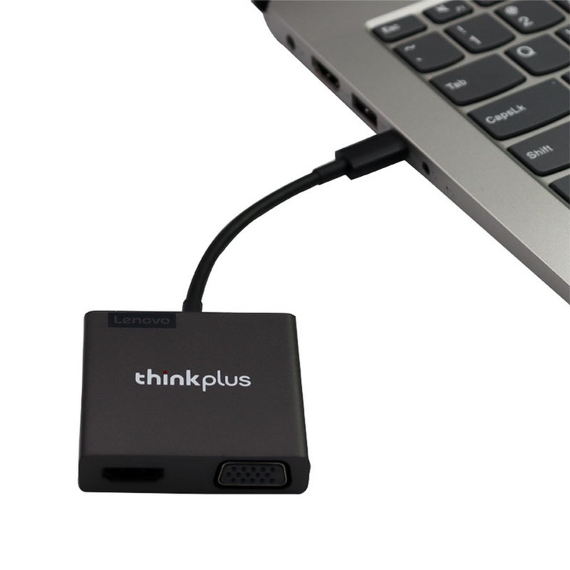 2 Cáp type C ra HDMI - VGA và USB - 3 trong 1 - Lenovo Thinkplus Type C USB-C 3-in-1 Adapter USB Hub,