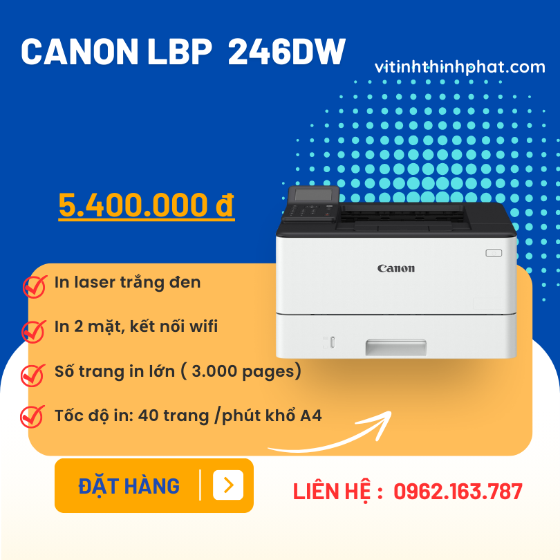 Giới thiệu mẫu máy in 2 mặt, in qua wifi Canon 246DW