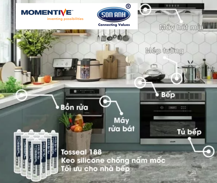 Keo silicone chống nấm mốc Tosseal 188 Bếp và nhà tắm