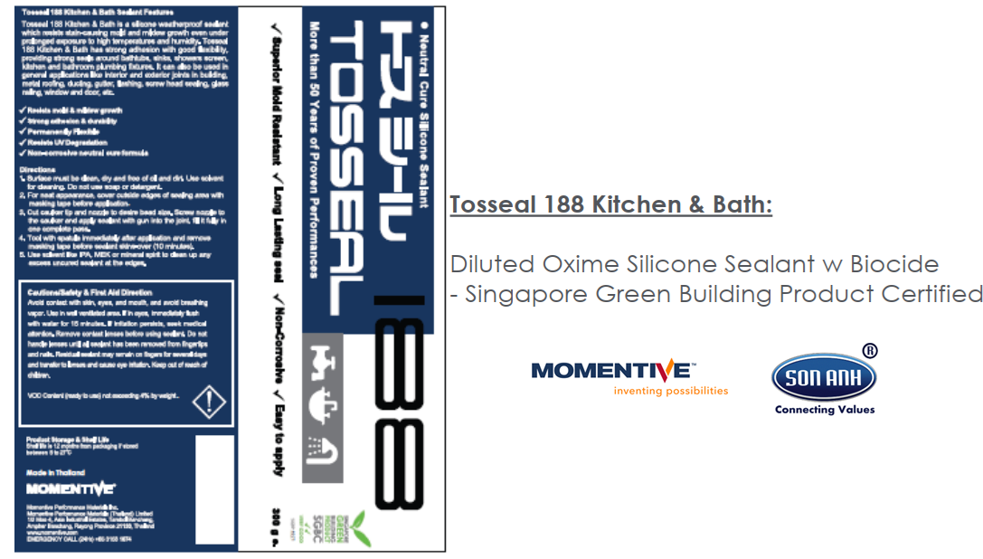 7 Keo silicone chống nấm mốc Tosseal 188 Bếp và nhà tắm