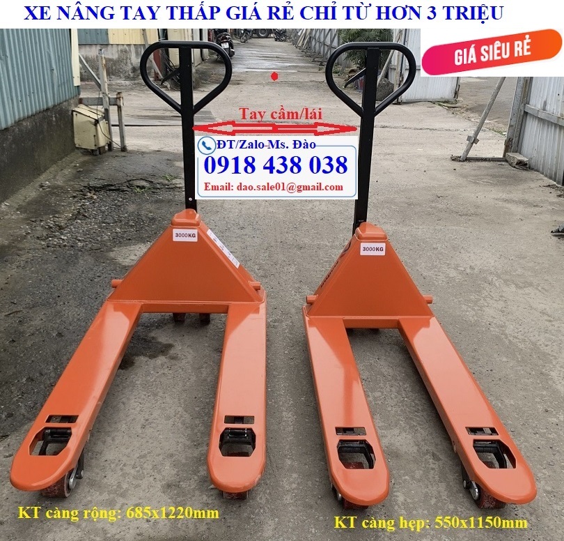 Xe nâng tay thấp tải nâng 3 tấn giá chỉ từ hơn 3 triệu