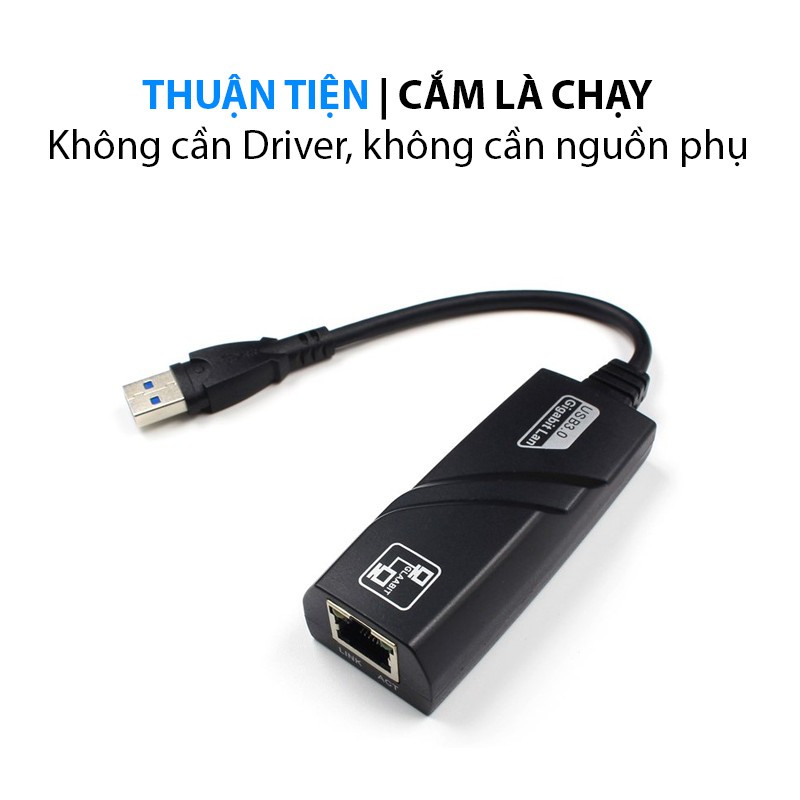 Cáp Chuyển USB 3.0 To Lan 10/100/1000 Mbps Gigabit - Cáp USB to LAN 3.0 Gigabit