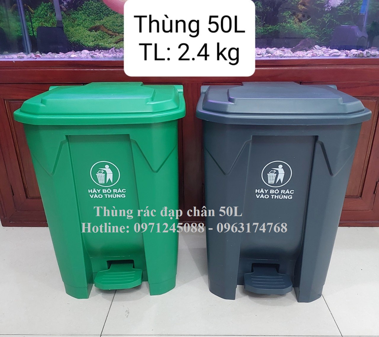 Thùng rác nhựa đạp chân 50L giá rẻ uy tín tại Quận 12