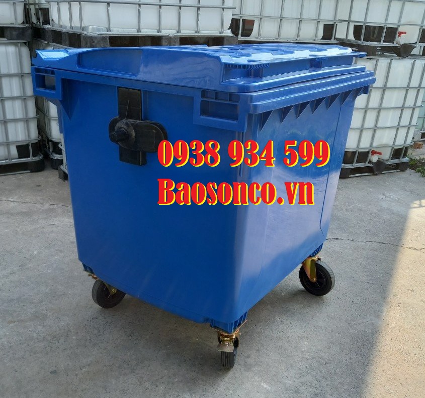 2 Xe thu gom rác đẩy tay 1100 lít, thùng rác công cộng 1100l