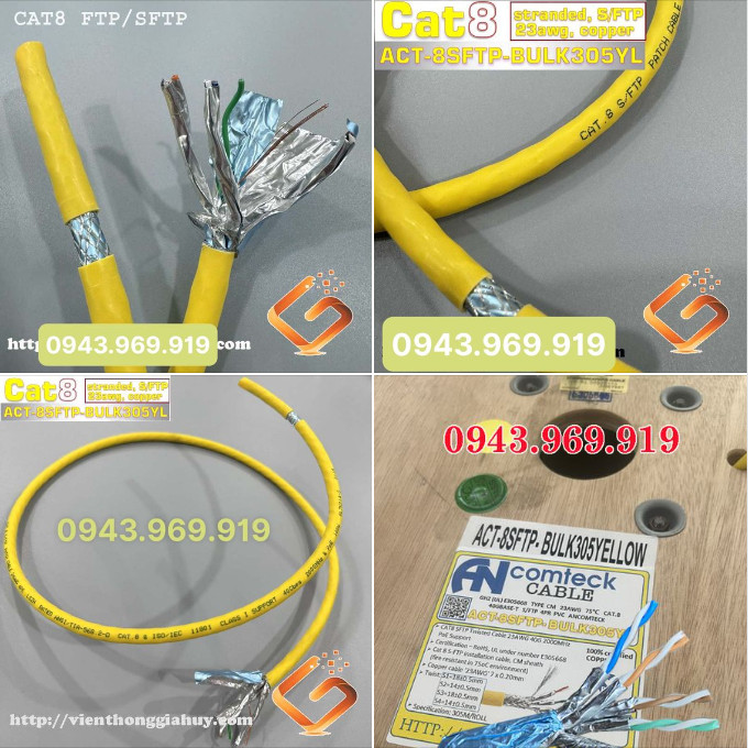 Cáp mạng ethernet - Dây cáp mạng xoắn Cat8 SFTP bọc chống nhiễu 3 lớp truyền tín hiệu ổn định Cáp mạng ethernet - Dây cáp mạng xoắn Cat8 SFTP bọc chống nhiễu 3 lớp truyền tín hiệu ổn định