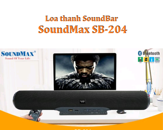 3 Loa thanh SoundMax SB-204/2.0 bluetooth 5.0 âm thanh cực hay