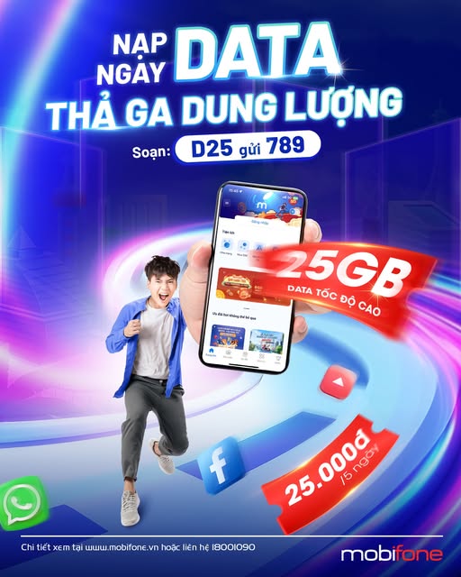 D25 MobiFone - Gói cước đón xuân, thả ga dung lượng D25 MobiFone - Gói cước đón xuân, thả ga dung lượng