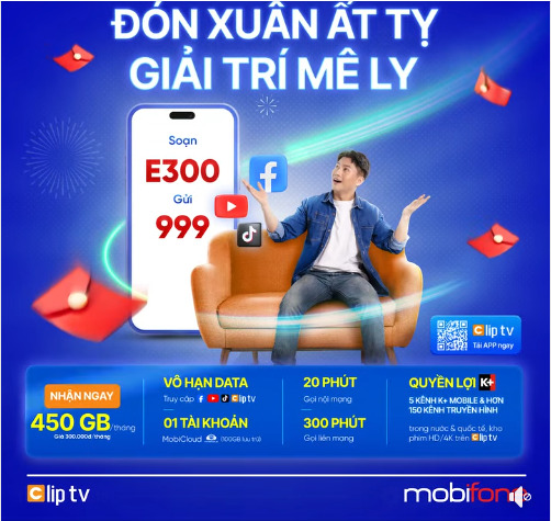 Đón xuân Ất Tỵ, giải trí mê ly với gói cước E300 MobiFone Đón xuân Ất Tỵ, giải trí mê ly với gói cước E300 MobiFone