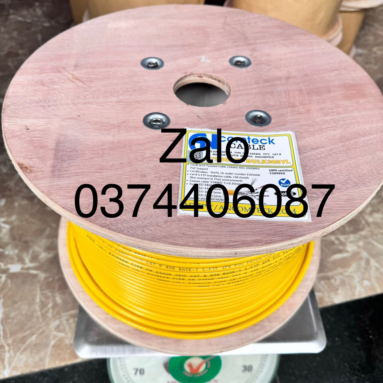 Dây Cáp CAT8 SFTP Ancomteck act-8sfpt-bulk305yl Dây Cáp CAT8 SFTP Ancomteck act-8sfpt-bulk305yl