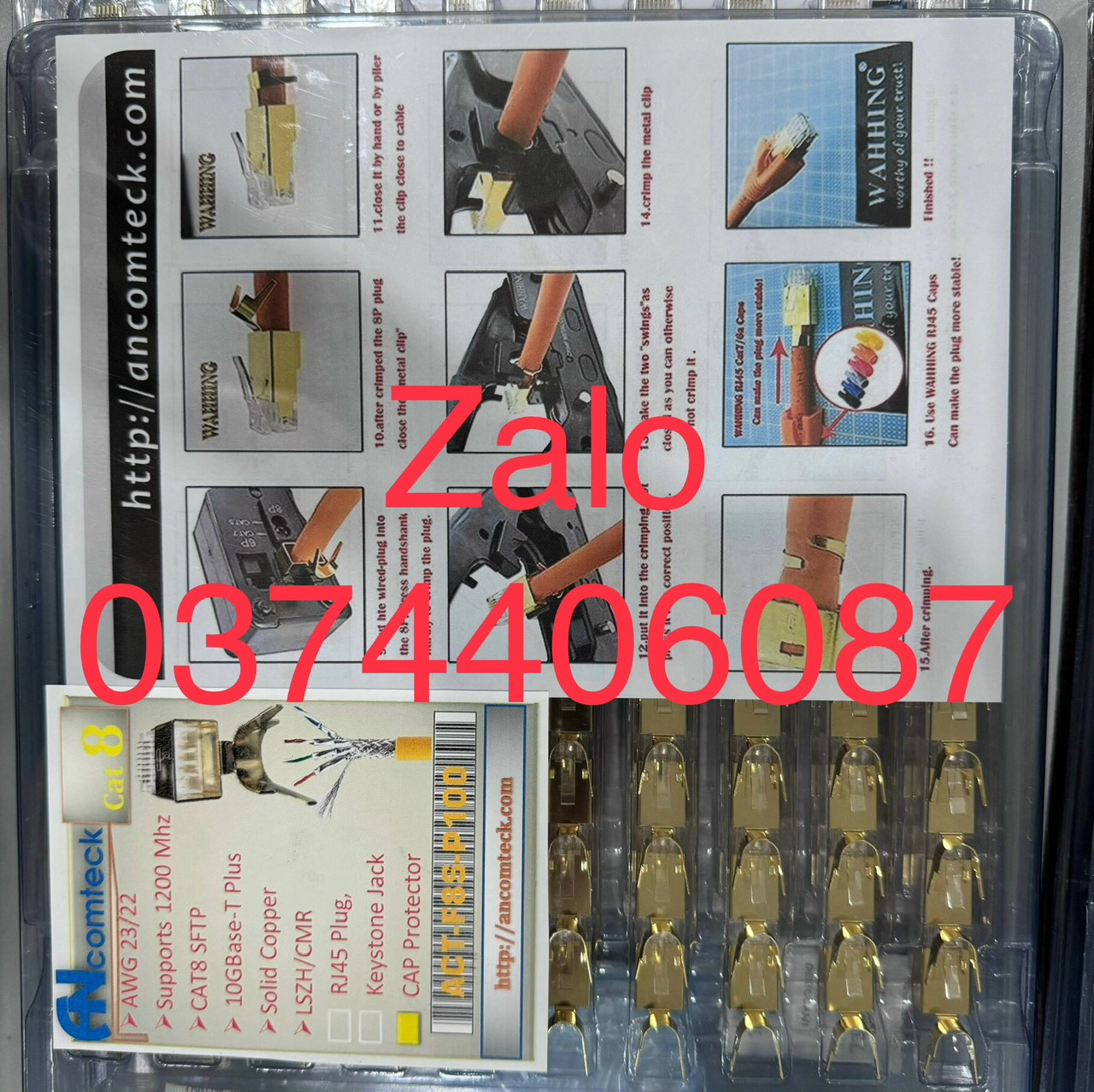 2 Đầu bấm cáp mạng CAT8 chống nhiễu FTP, SFTP, SSTP ACT-F8S-P100 2 Đầu bấm cáp mạng CAT8 chống nhiễu FTP, SFTP, SSTP ACT-F8S-P100