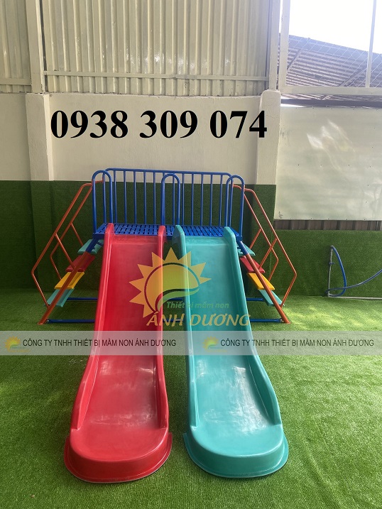 Cầu trượt song song, Cầu trượt trẻ em 2 máng trượt song song Cầu trượt song song, Cầu trượt trẻ em 2 máng trượt song song
