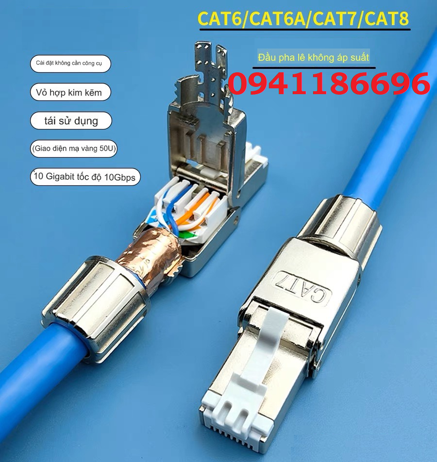 5 Ổ cắm RJ45 đa năng CAT6A FTP Shielded có chống nhiễu  100/1000  Ancomteck, mã ACT-S6A-001