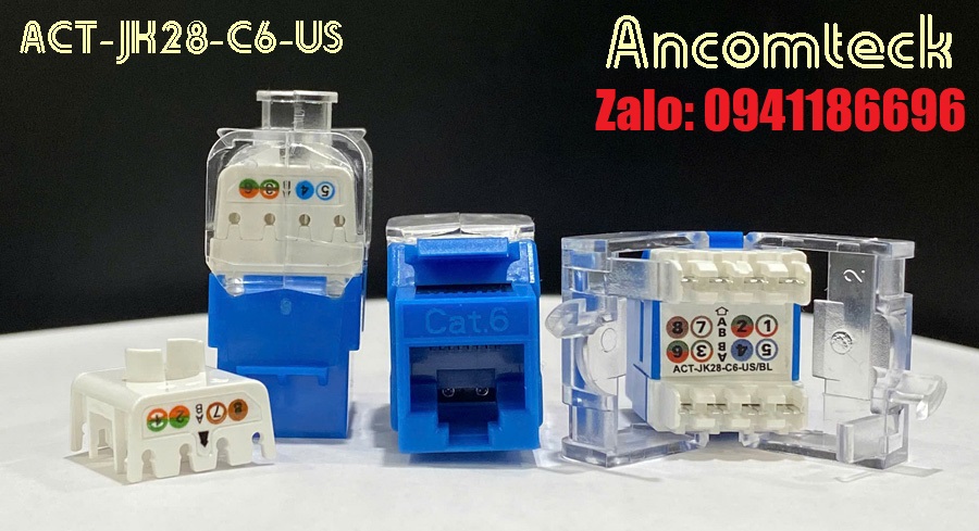 3 Ổ cắm RJ45 đa năng CAT6A FTP Shielded có chống nhiễu  100/1000  Ancomteck, mã ACT-S6A-001