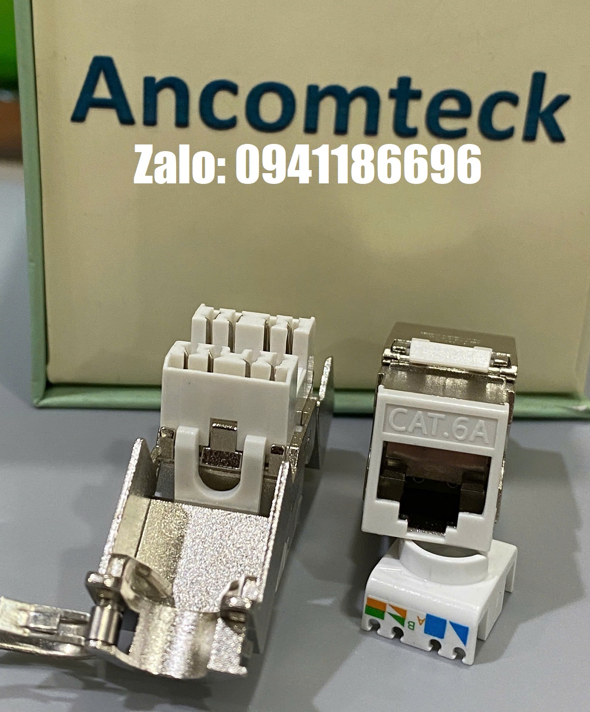 1 Ổ cắm RJ45 đa năng CAT6A FTP Shielded có chống nhiễu  100/1000  Ancomteck, mã ACT-S6A-001