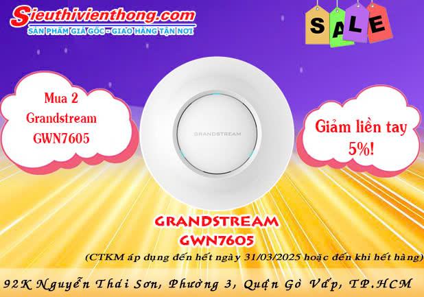 Giảm 5 Khi Mua 2 Wi-Fi Access Point Grandstream GWN7605