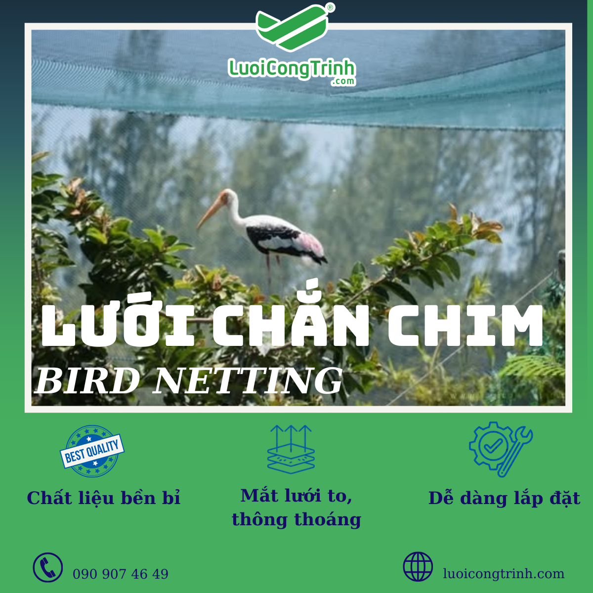 1 Lưới chắn chim   giải pháp bảo vệ hiệu quả