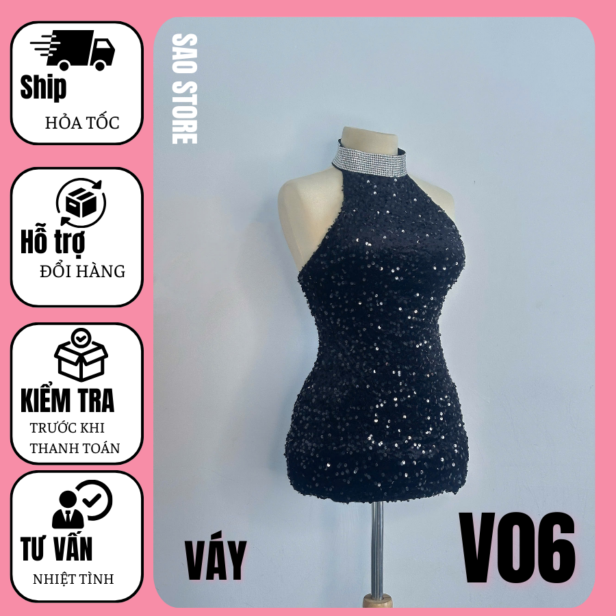 3 Váy dự tiệc đính đá chất kim sa đầm body cổ yếm sang trọng V06