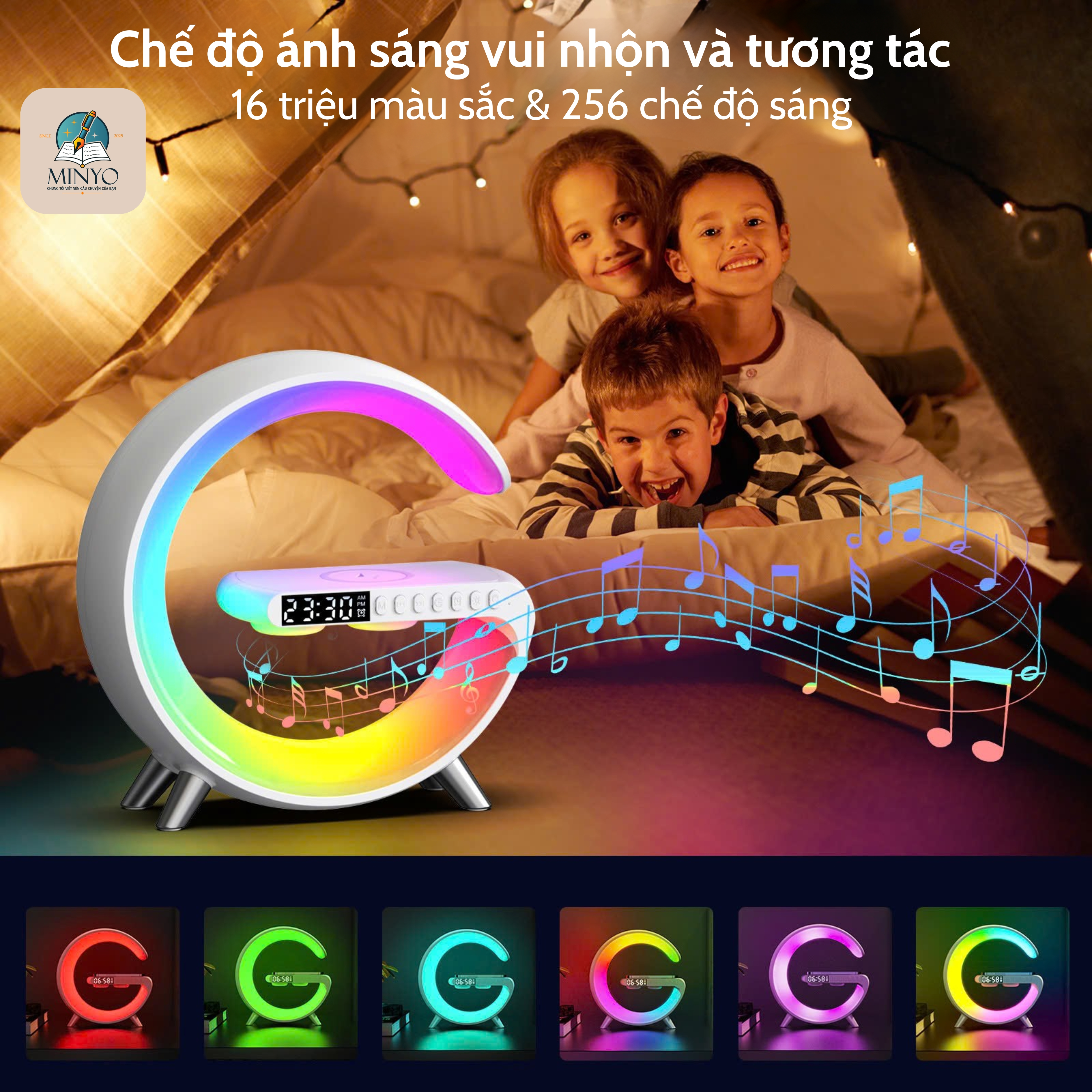 1 Loa Bluetooth Chữ G LED RGB - Sạc không dây, âm thanh sống động, đèn nháy theo nhạc 1 Loa Bluetooth Chữ G LED RGB - Sạc không dây, âm thanh sống động, đèn nháy theo nhạc