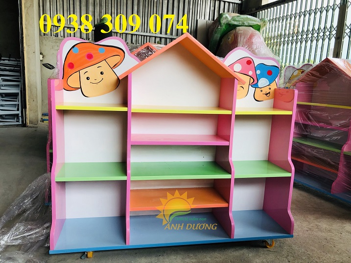 1 Kệ học liệu mầm non, kệ đồ chơi mầm non, kệ góc chơi