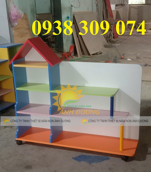 2 Kệ học liệu mầm non, kệ đồ chơi mầm non, kệ góc chơi