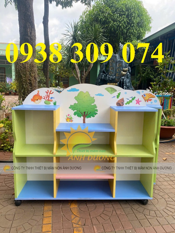 4 Kệ học liệu mầm non, kệ đồ chơi mầm non, kệ góc chơi