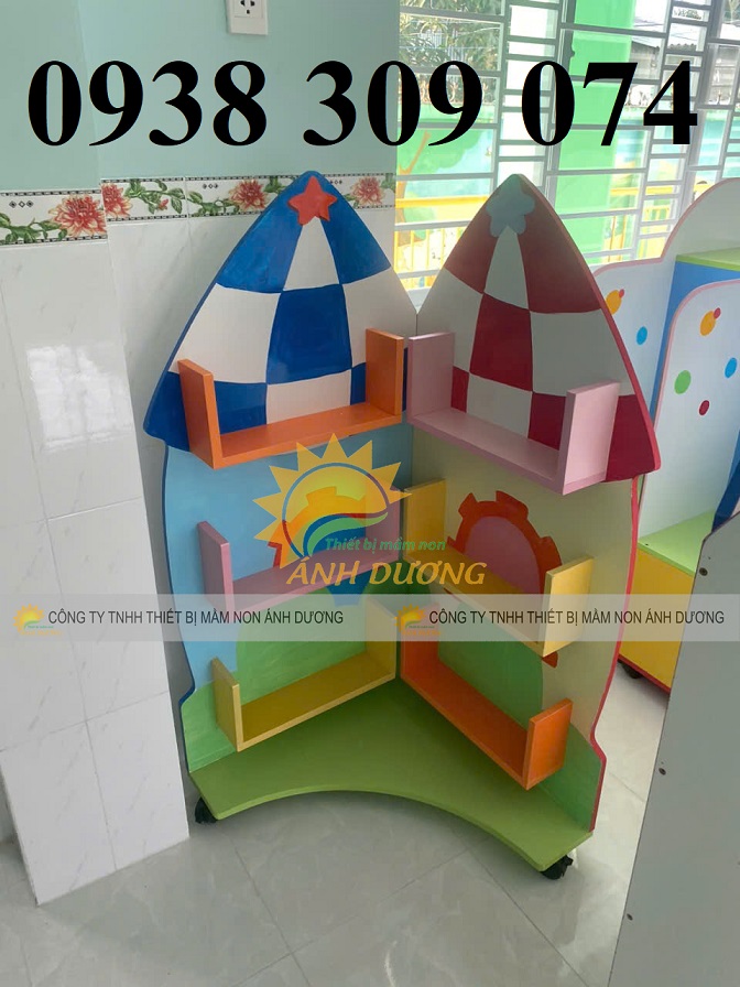 5 Kệ học liệu mầm non, kệ đồ chơi mầm non, kệ góc chơi