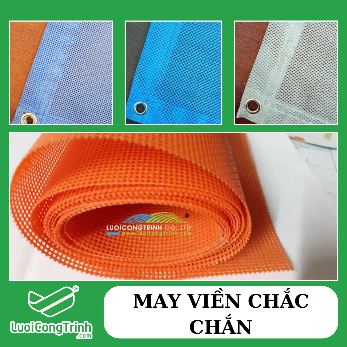 4 Lưới nhựa PVC may viền bấm khuy