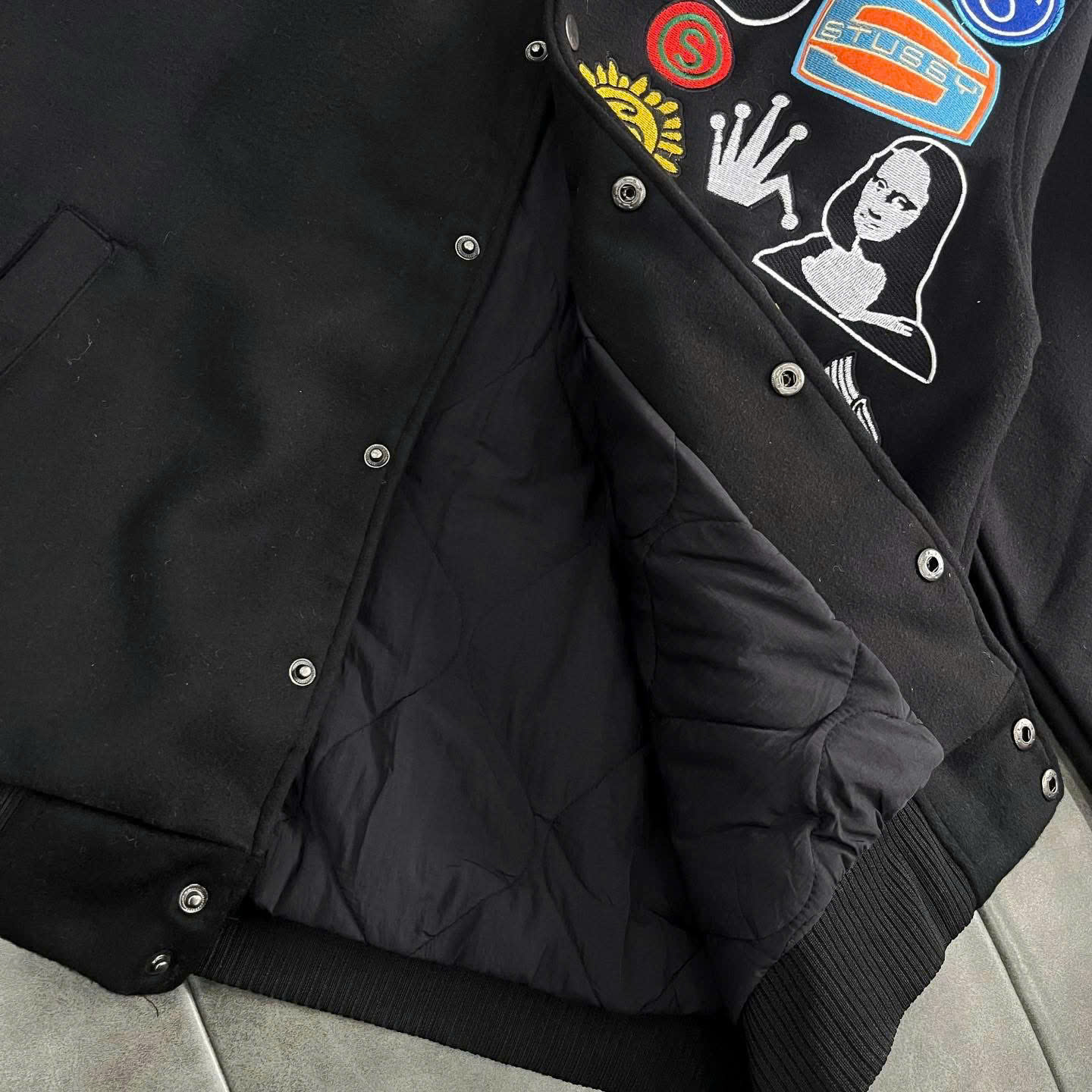 Bomber Varsity Stussy Thêu Logo