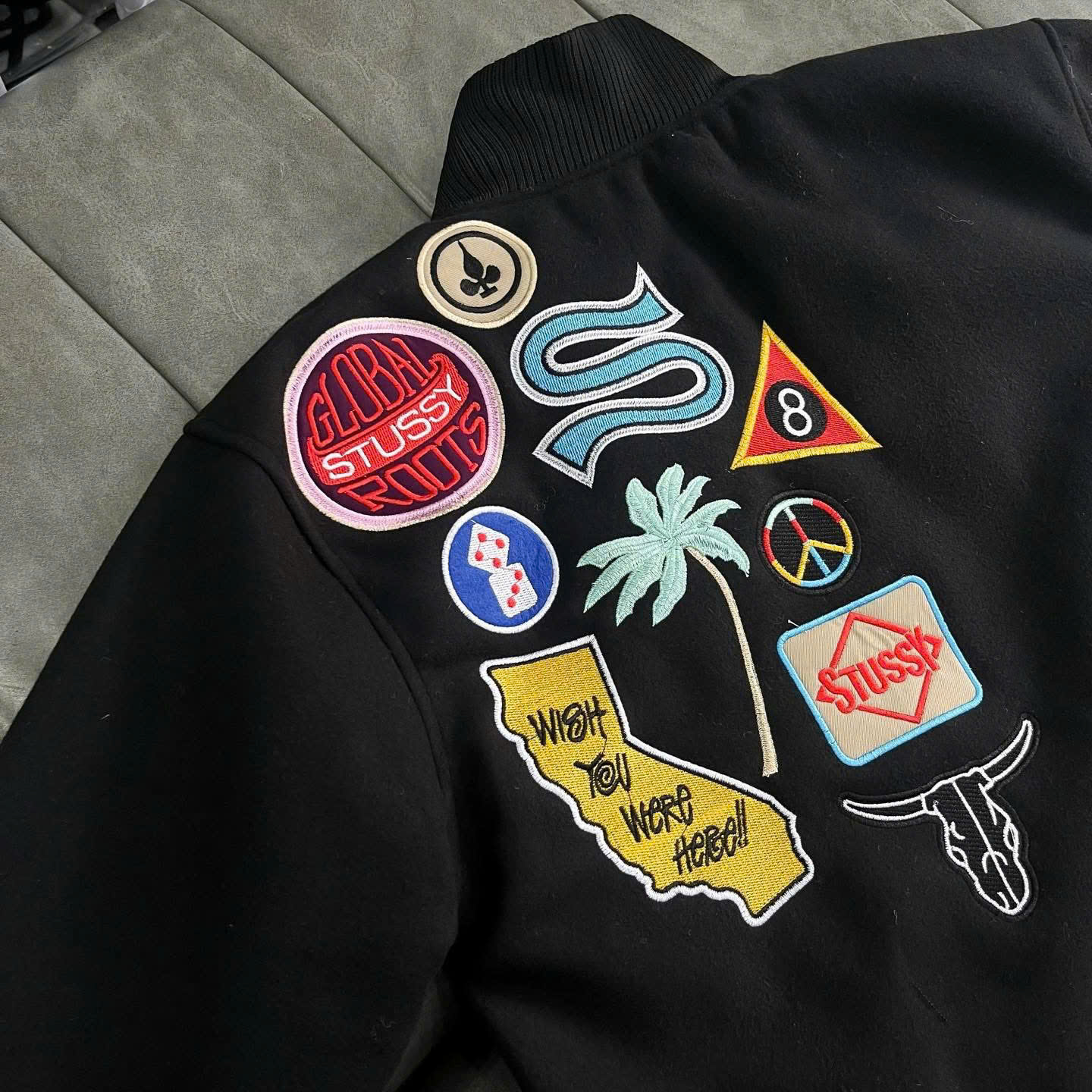 3 Bomber Varsity Stussy Thêu Logo