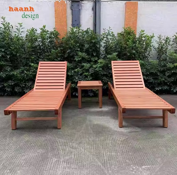 Giường thư giãn hồ bơi gỗ tự nhiên   tận hưởng không gian nghỉ dưỡng hoàn hảo