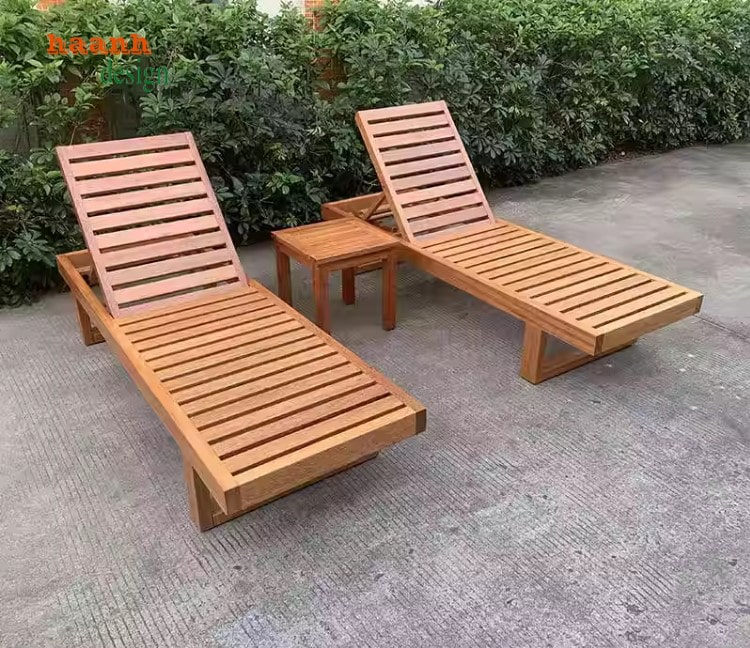1 Giường thư giãn hồ bơi gỗ tự nhiên   tận hưởng không gian nghỉ dưỡng hoàn hảo
