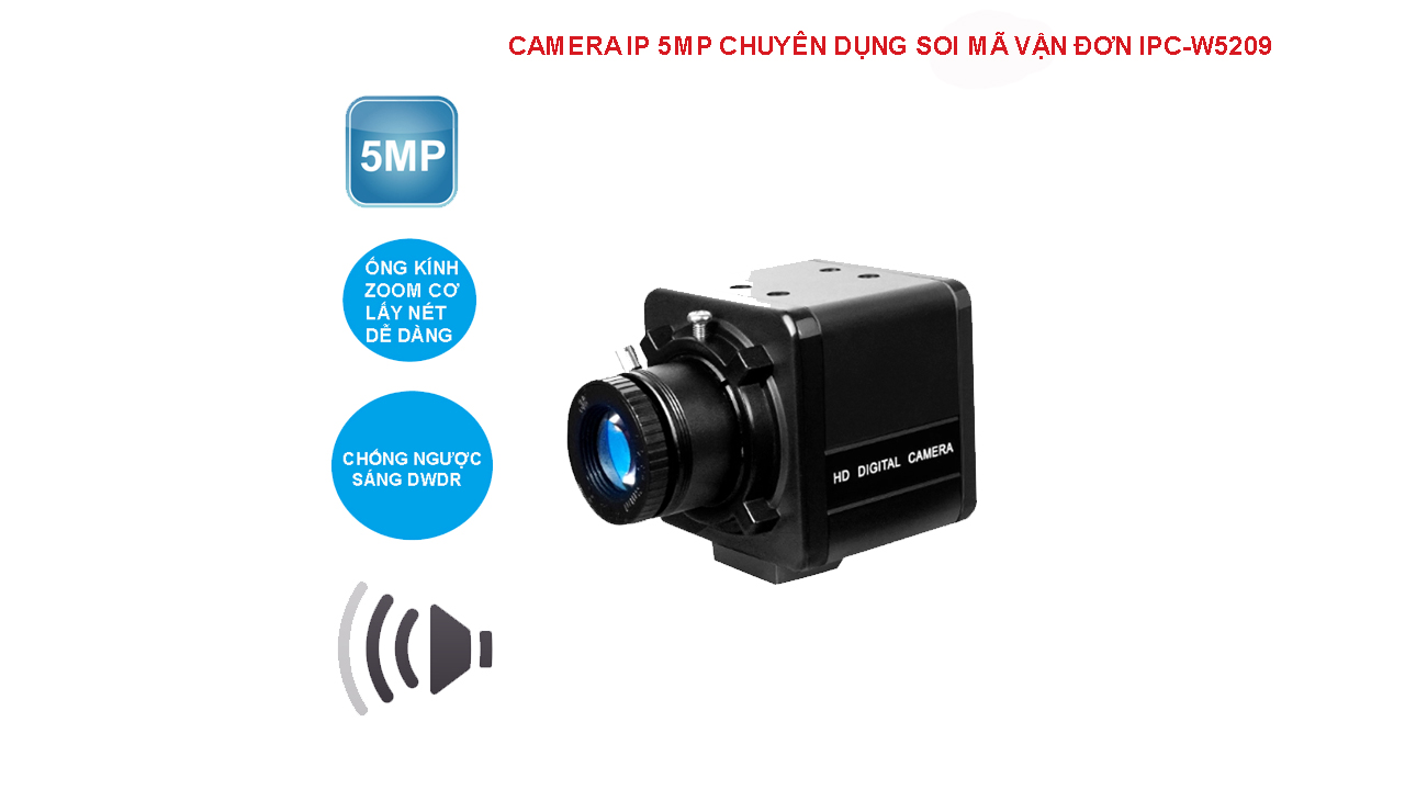 Camera IP 5MP chuyên dụng soi mã vận đơn IPC-W5209