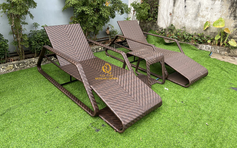 3 Ghế Nằm Hồ Bơi Giả Mây Cao Cấp - Mã QD-591   Nội Thất Quang Đông