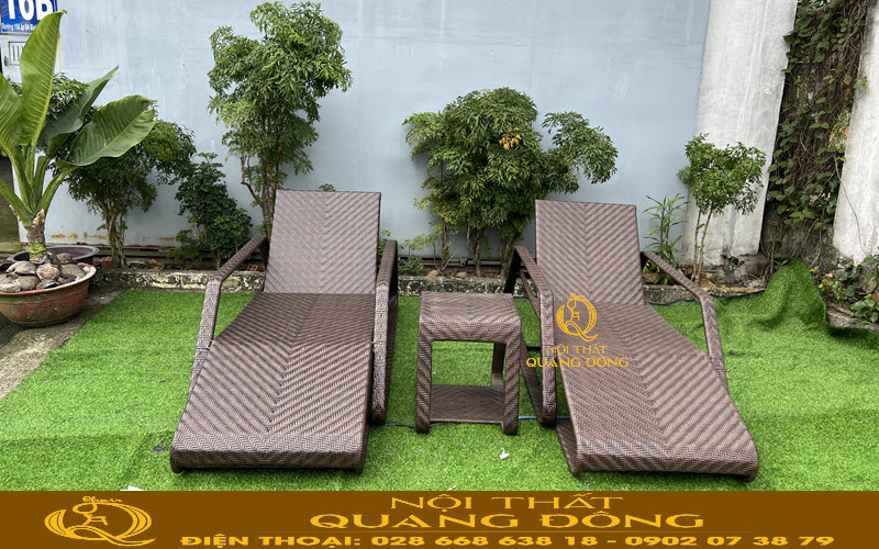 1 Ghế Nằm Hồ Bơi Giả Mây Cao Cấp - Mã QD-591   Nội Thất Quang Đông