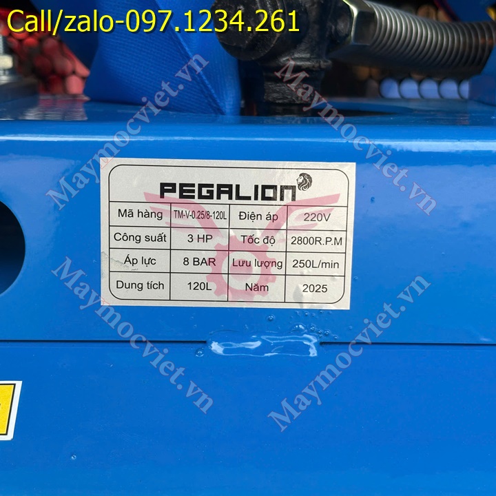 2 Máy nén khí có dầu Pegalion 120L TM-W-0.36/8 giá rẻ