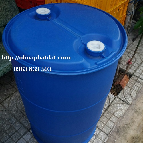 2 Thùng phuy nhựa 220L nắp kín đựng hóa chất