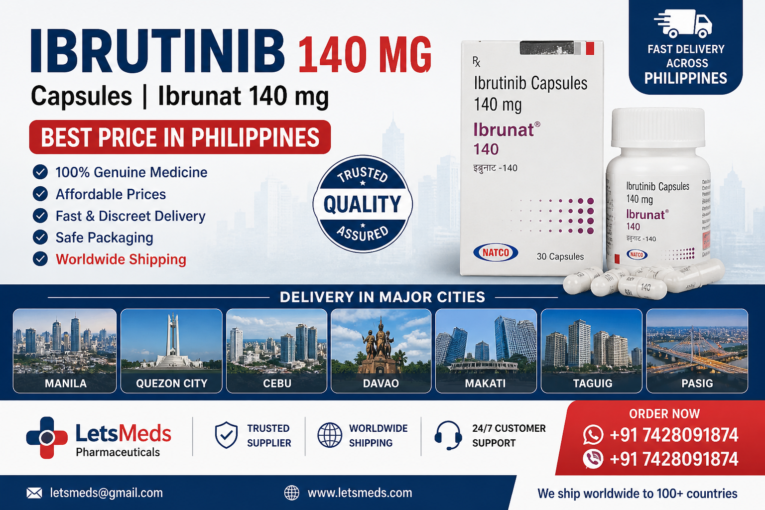 Ibrutinib 140 mg Price Philippines with Fast Delivery in Manila