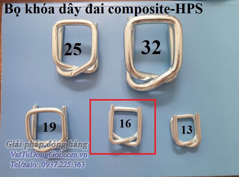 Bọ thép compsite 16mm, bọ khoá dây đai composite, bọ chữ U, bọ thép 16mm