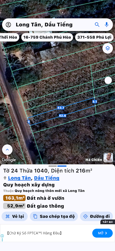 ĐẤT MẶT TIỀN ĐƯỜNG NHỰA DH716 – GẦN KCN DẦU TIẾNG – SỔ RIÊNG