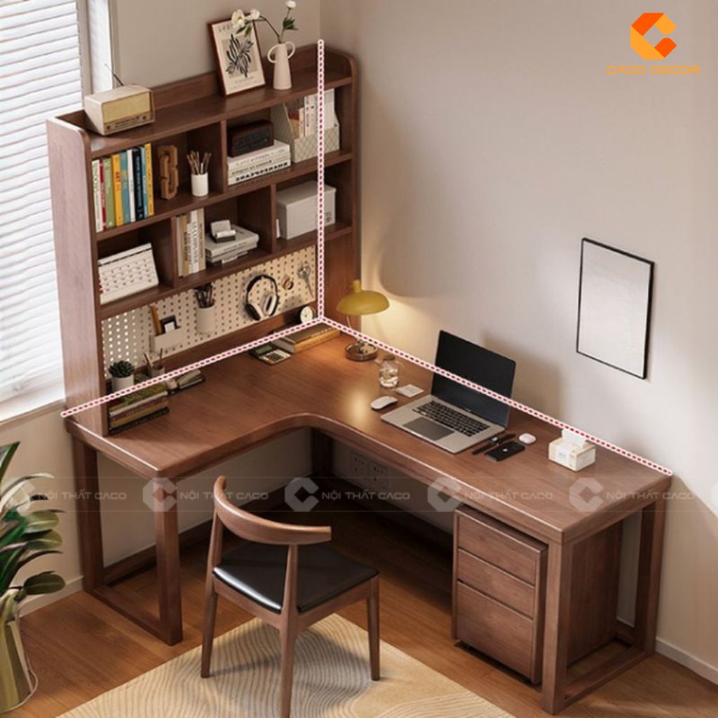 1 Bàn Làm Việc Tại Nhà Gỗ Sồi Tự Nhiên Có Kệ Sách Bền Đẹp 1 Bàn Làm Việc Tại Nhà Gỗ Sồi Tự Nhiên Có Kệ Sách Bền Đẹp