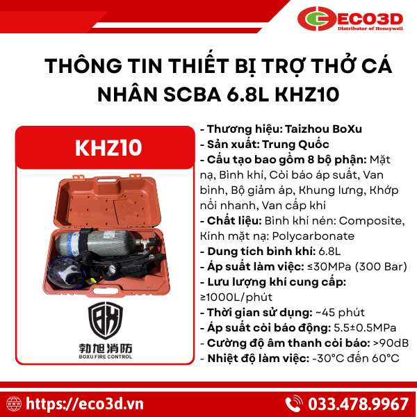 SCBA 6.8L KHZ10   Bộ Trợ Thở Chuyên Dụng Đạt Tiêu Chuẩn An Toàn